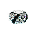 Black and Clear crystal Pandora style bead