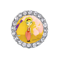 I dream of Jeannie Sneaker charm with a rhinestone frame. Yellow background. 
