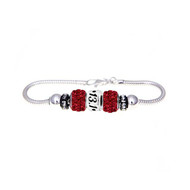 13.1 Marathon bead with 2 red Swarovski crystals on a Sterling silver European bracelet. 
