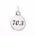 Ironman 70.3 sterling silver round charm. 