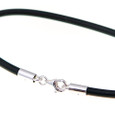 European black rubber bracelet, close  up of sterling silver clasps.