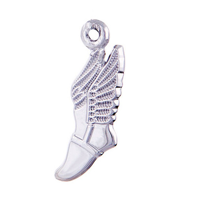 sterling silver winged running shoe charm.