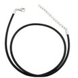 Black rubber cord necklace with adjustable clasp. 