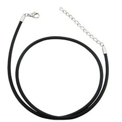 Black rubber cord necklace with adjustable clasp. 