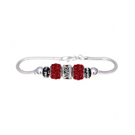  runner bracelet with red pave European beads.