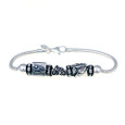 Sterling Silver European bracelet with swim bead, bike bead and run beads.