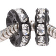 2 Black and Clear crystal rondelle spacer beads.