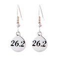 Sterling silver 26.2 marathon earrings on french ear wires.