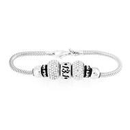 Front view of Sterling Silver European bracelet with 13.1 bead and crystal beads.