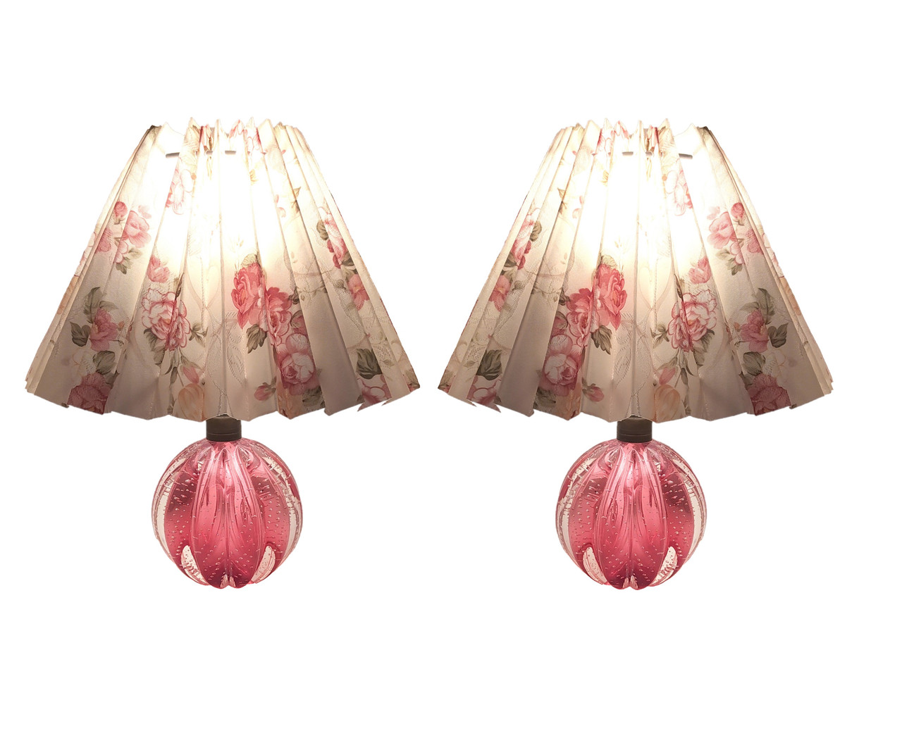 2 Vintage Murano Bullicante Archimede Seguso Art Glass Table Lamps Sold