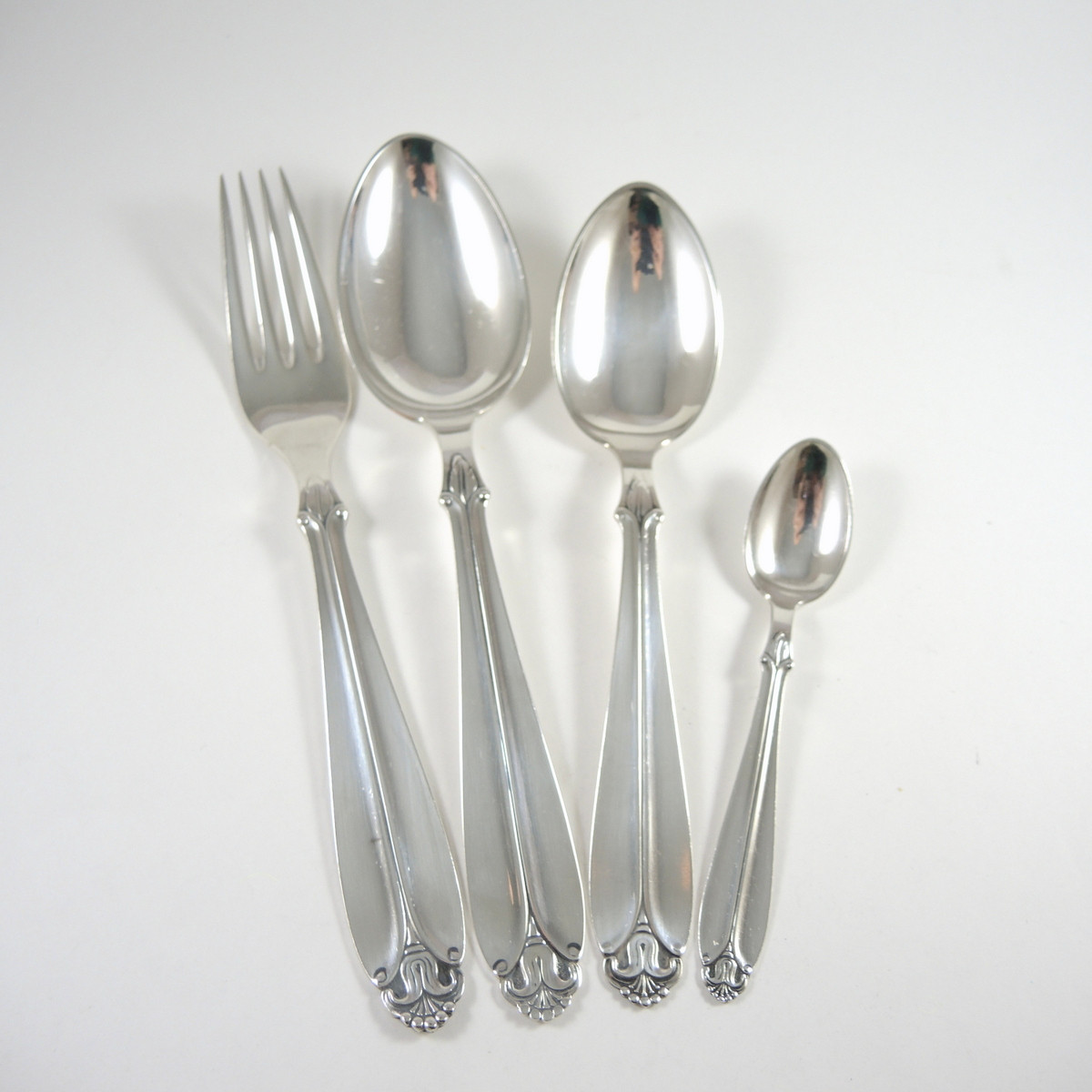 12 Person Art Nouveau Danish ABSA Silver Plate Cutlery Set 'Rio' in Store