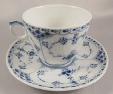 Pre 1923 Royal Copenhagen Blue Fluted Half Lace cup & saucer 1/719 