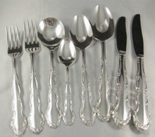 44 Piece Vintage Oneida Silver Plate 6 Person Flirtation Cutlery Set In Canteen