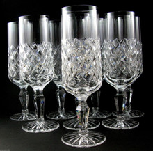  8 Danish Lyngby Diamond Cut Lead Crystal Westminster Champagne Flutes Glasses 