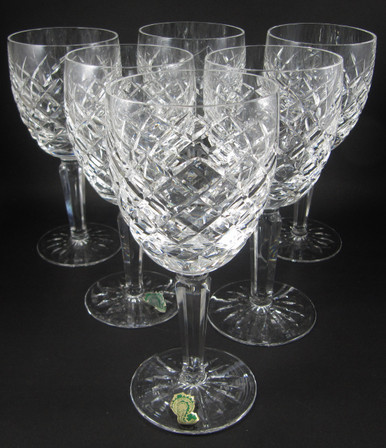 6 Vintage Waterford Crystal Comeragh water goblets wine glasses
