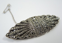 Vintage Australian Lega Sterling Silver Marcasite Dress Clip Brooch