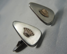 Vintage Danish Sterling Silver cuff links with golden crown design