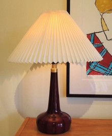 Vintage Le Klint 311 Table Lamp in Ox Blood Stripe Danish pleated shade