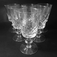 6 Danish Lyngby Eaton Cut Fine Crystal 105mm Wine Glasses