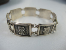 Vintage American Coin Silver Aztec Motif Bracelet