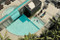 Aerial view of the heated pool, lap pool and spa