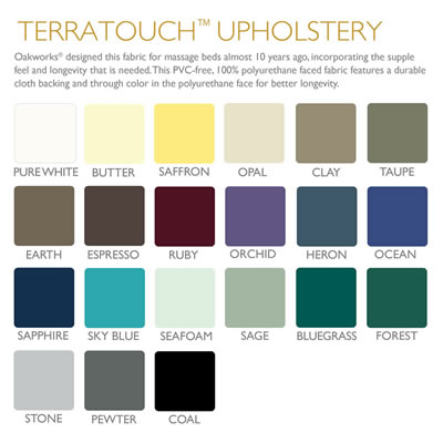 Oakworks Terratouch Upholstery Colour Palette