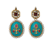 Turquoise Encrusted kundan danglers