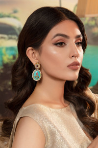Turquoise Encrusted kundan danglers