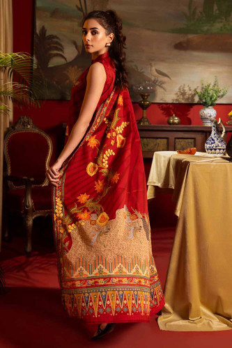 Printed Gul Ahmed Red Lawn Collection Lords 03