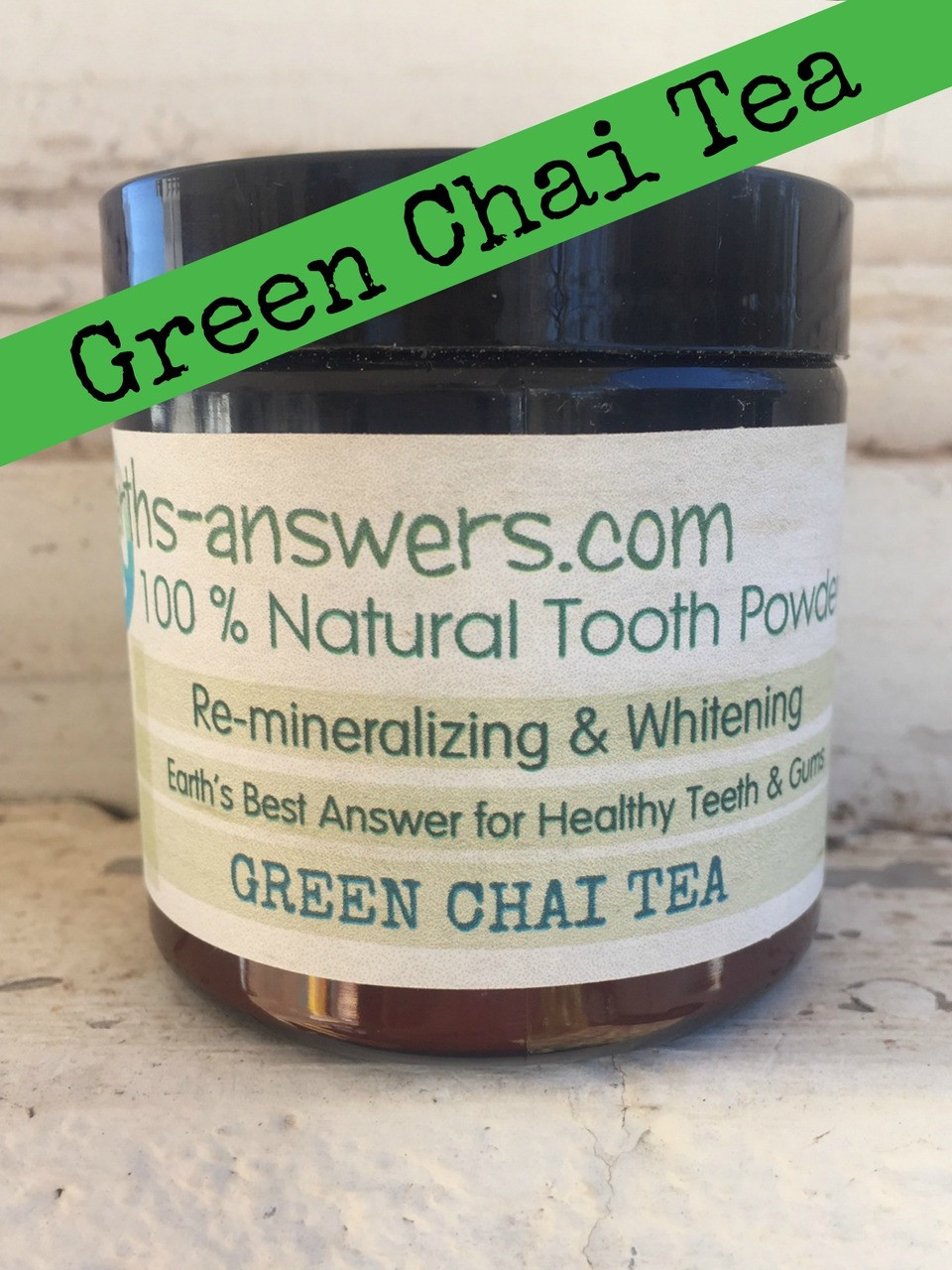 3 oz 100 Natural Remineralizing, Whitening, Tooth Powder, Green Chai