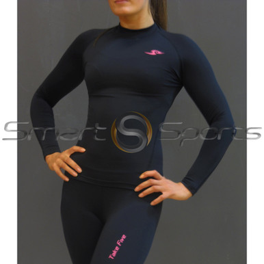 Take 5 Womens Thermals Compression Long Sleeve Winter Top Black 