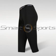 Womens Compression Tights 3/4 Capri Pants Lightweight Black Athlete BX