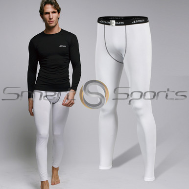 Athlete BX Mens Long Pants Lightweight Compression Tights White