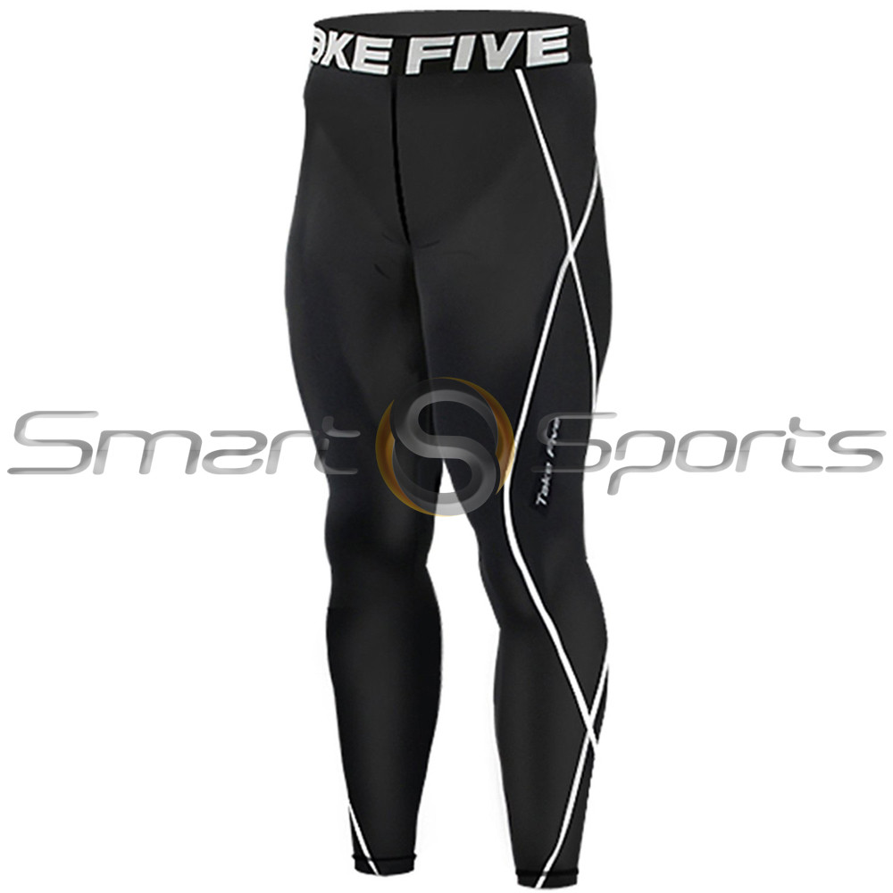 Mens Compression Pants Base Layer Tights Black Take 5