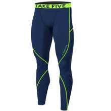 New Mens Compression Pants Base Layer Tights Navy Neon Take 5
