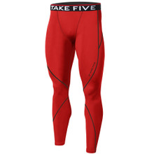 New Mens Compression Pants Base Layer Tights Red Take 5