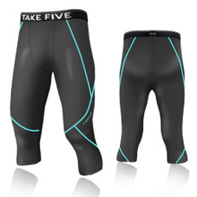 New Mens Compression Capri 3/4 Pants Base Layer Tights Grey Take 5