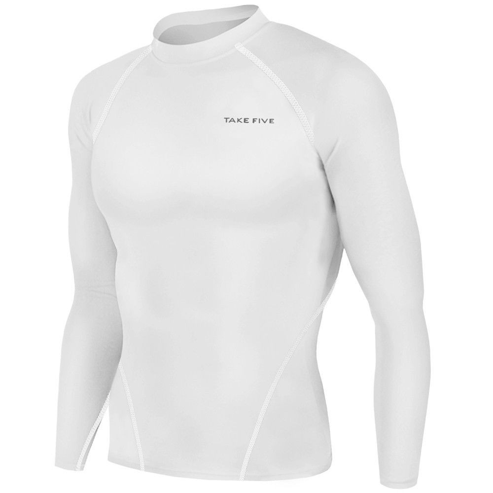 New Mens Thermal Compression Top Long Sleeve Skins White Take