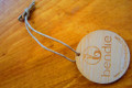 Laser etched bamboo hangtag with jute string and mini safety pin