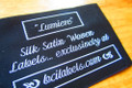 Satin woven clothing label