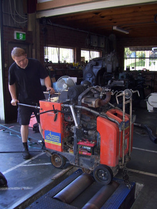 Concrete cutting saw on our dyno