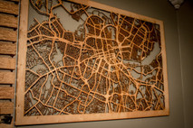 10 Major City Maps - 24"x36" Poster-sized Wood cutout of streets in: Nashville, New York, Atlanta, Boston, Seattle, Chicago, & More!
