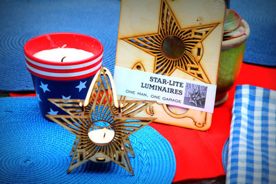 Star-lite, hanging tealight luminaries kit. Natural wood model kit you punch out and snap together!