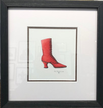 Red Boot, Dress Lace up Original Framed