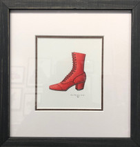 Red Boot, High Top Original Framed