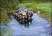 Inslee, George - "Holsteins Cooling" unframed