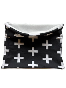Black and white cross neck warmer