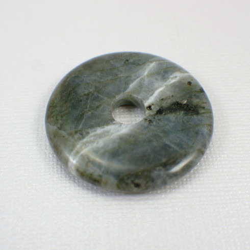 Labradorite 40mm gemstone donut charcoal grey opalescent
