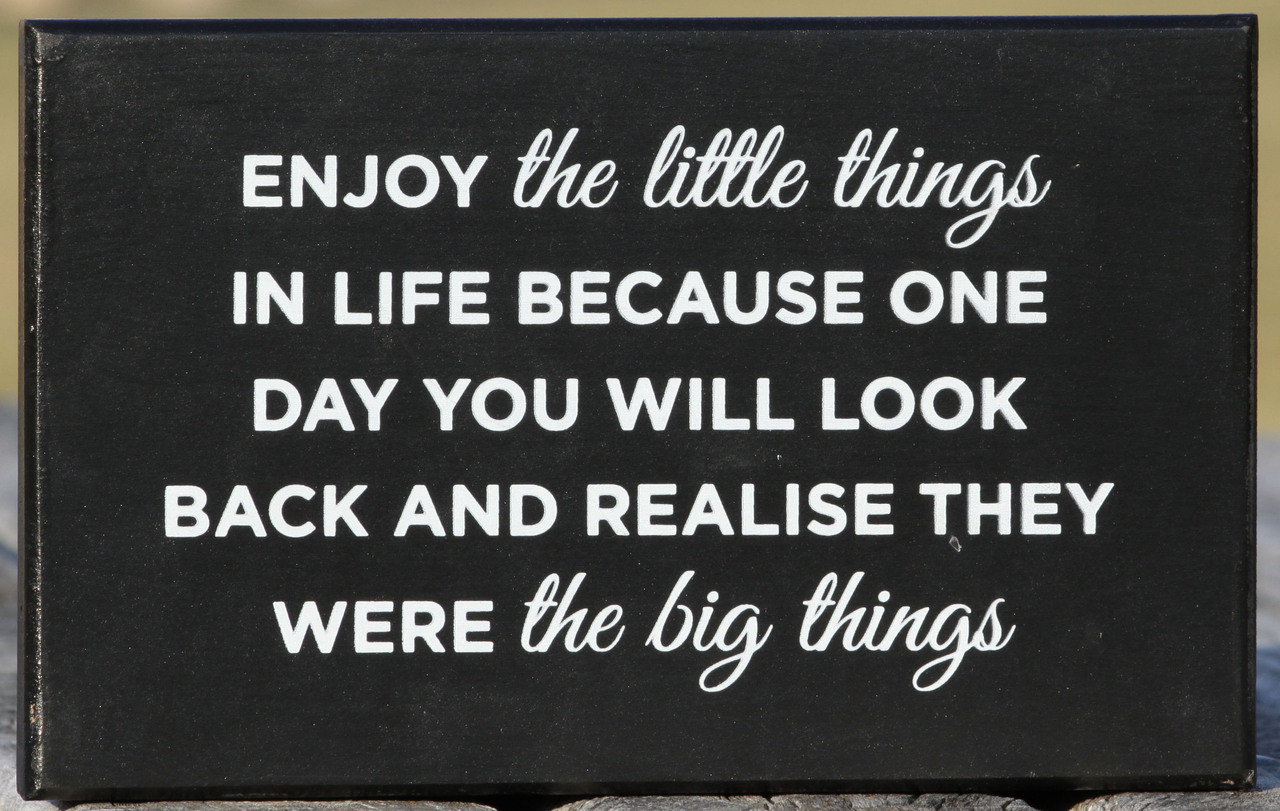 Enjoy the Little things in Life because one day you will ...