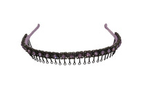 Headband - Lavender On Gun Metal Silver Bead